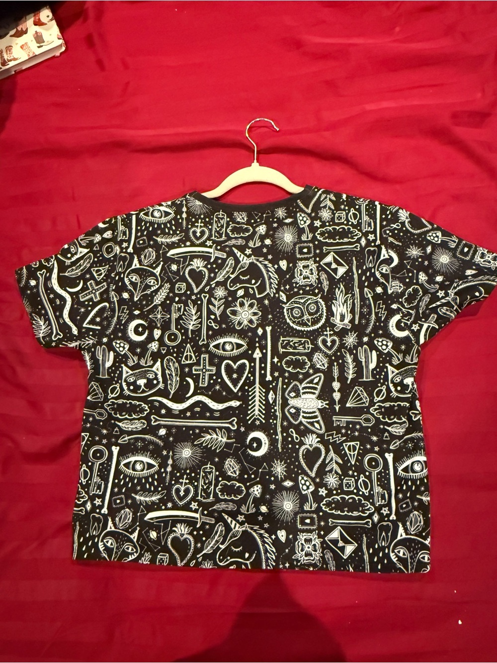 BlackMilk Black & White Creepy Cute Tie Front Tee - Picture 4 of 5